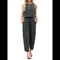 thumbnail image 2 of Conjunto de 2 Piezas de Cuadros para Mujer, para Vacaciones en la Playa, Verano, Camiseta Sin Mangas, Pantalones y Traje. Verde L, 2 of 10