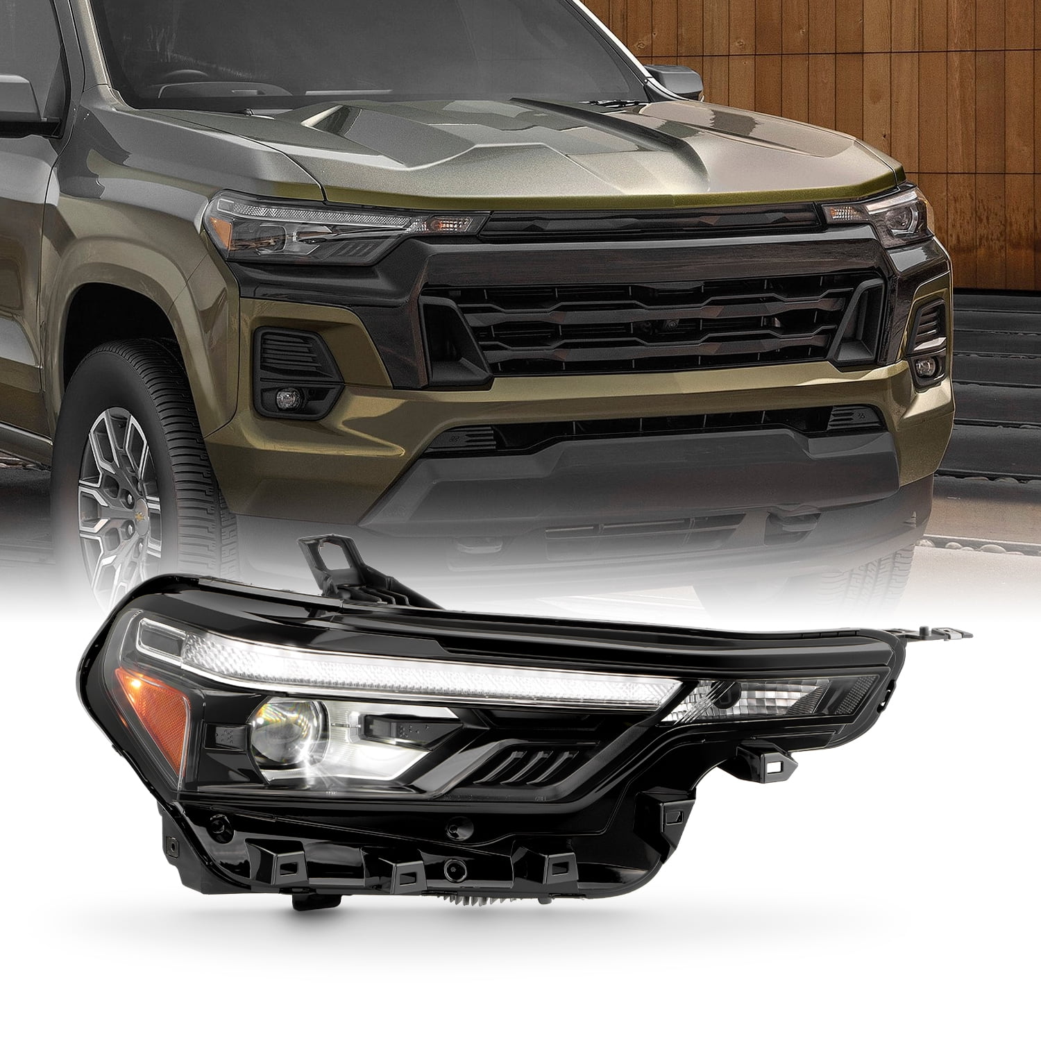 AKKON - Fit 2023-2026 Chevy Colorado 23-26 LED w/ Halogen Signal Projector Headlight OE Style Headlamp Passenger Right Side Direct Replacement