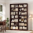 thumbnail image 3 of Hiphuta 84"H Double Wide 7-Tier Bookcase, Large Modern Bookcase with 14 Cubes for Home Office and Living Room, Freestanding Display Book Shelves, Cherry, 3 of 8