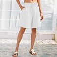 thumbnail image 2 of Ahuyic Womens Shorts,Plus Size Pants for Women,Womens Solid Color Casual Drawstring Sports Shorts With Pocket,White,XL, 2 of 5