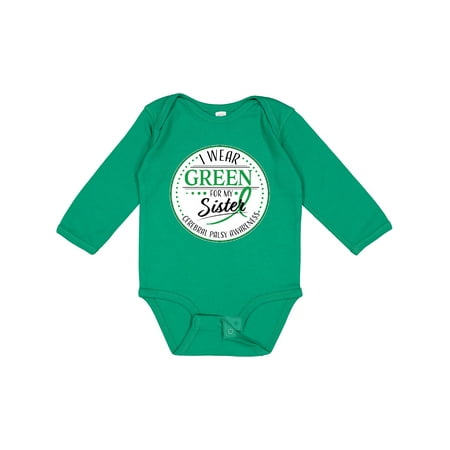 

Inktastic I Wear Green for My Sister- Cerebral Palsy Awareness Gift Baby Boy or Baby Girl Long Sleeve Bodysuit