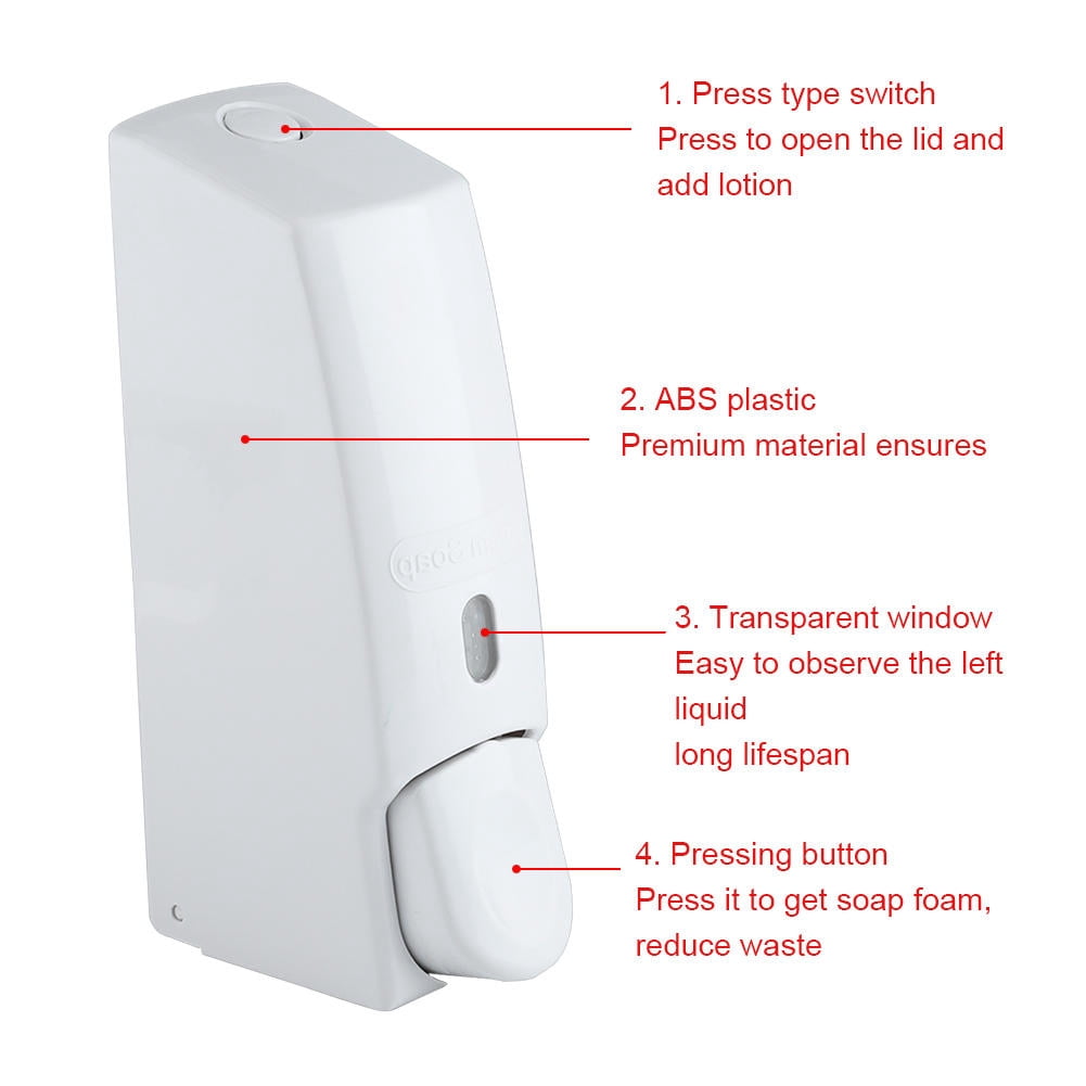 BIMZUC 600 ml Wall‑Mounted Manual Foam Soap Dispenser – Durable ABS, Easy‑Press Button, Visible Refill Indicator, Ideal for Home, Office & Public Restrooms