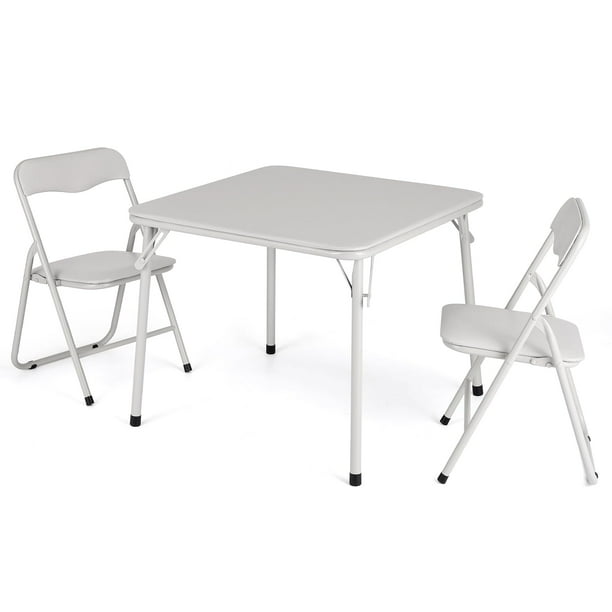 Yeshouse Conjunto moderno de mesa y sillas plegables para juegos de cartas, sillas acolchadas de cuero, estructura de acero resistente, mesa plegable cuadrada para comedor o sala de juegos