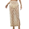thumbnail image 2 of Samdudou Womens Maxi Skirts High Waisted Sequined Split Mesh Skirt Elastic Waist Plaid See-Through Beachwear for Party, 2 of 5