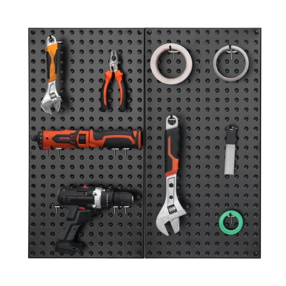 Heavy Duty Steel Pegboard Panels 24x12 Inch 2 Pack Black Wall Organizer for Garage Tool Storage Workbench Office Kitchen Home Organization