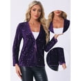 thumbnail image 2 of DARING DIVA Sequin Blazer Jacket Sparkly Open Front Cardigan S Purple, 2 of 6