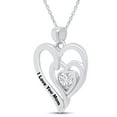 thumbnail image 3 of AFFY Heart Cut White Cubic Zirconia " I LOVE YOU MOM " Double Heart Pendant Necklace In 14k White Gold Over Sterling Silver, 3 of 7