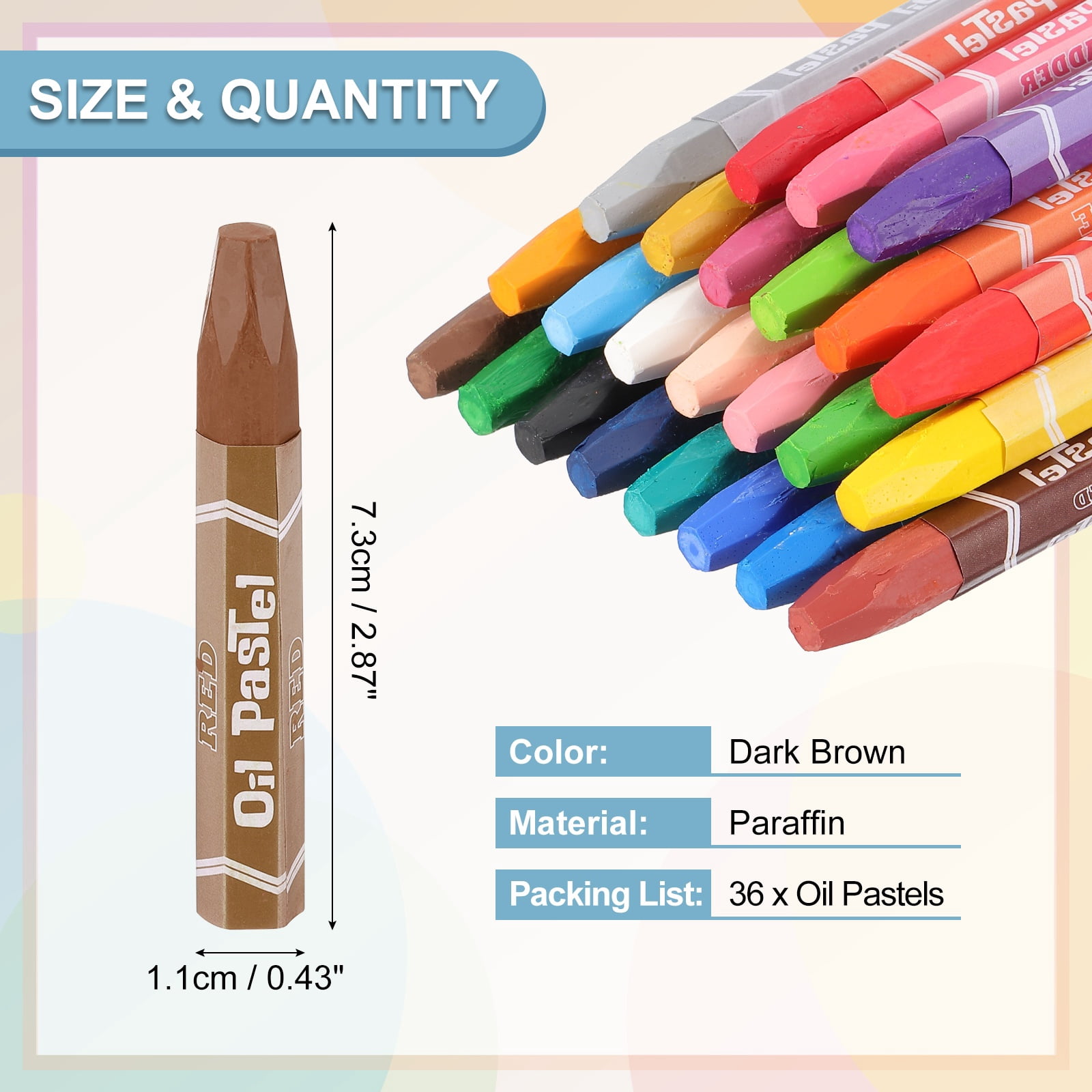 Uxcell Dark Brown Oil Pastels, 36Pcs Soft Oil Crayons Vibrant and Creamy Pastels Stick Art Supplies for Art Painting Drawing Blending Graffiti for Artists Beginners