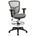 thumbnail image 3 of BizChair Mid-Back Light Gray Mesh Ergonomic Drafting Chair with Adjustable Chrome Foot Ring, Adjustable Arms and Black Frame, 3 of 15