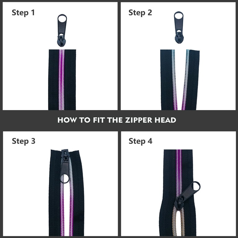 #5 Zipper Pulls Silver Metal Zipper Pull 25pcs Bulk Heavy Duty Nylon Coil Zipper Head Zipper Slider for Purses Bag Sewing RuiDaTeng