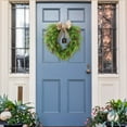 thumbnail image 2 of XYAIYT Christmas Decorations Linen Bow Wreath Texture Material Long Lasting Weather Resistant Design with Elegant Bow and Adornments for Front Door Courtyard Mantel Holiday Entryway 15in Green, 2 of 6
