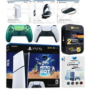 Sony PlayStation 5 Astro Bot Slim Digital Bundle with Disc Drive, Pulse Elite Headset, Extra Controller, Vertical Stand, MightySkins Voucher and 2 Year Extended Warranty - Chroma Teal