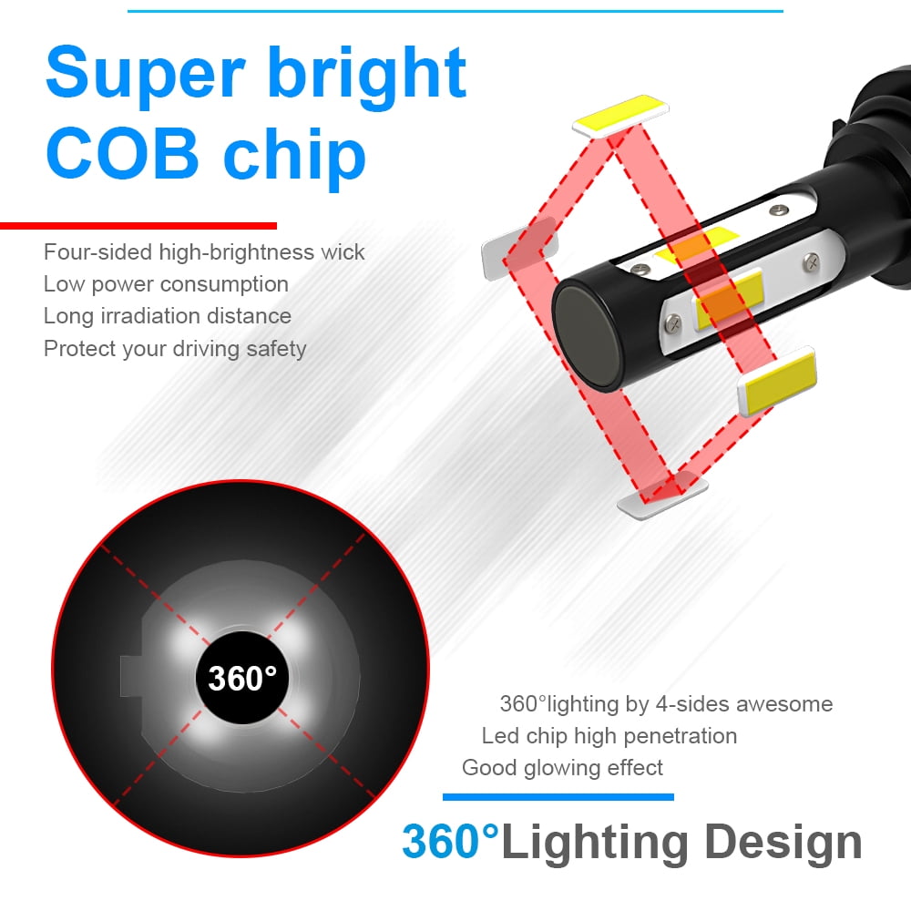 NSDXCT For 2013 2014 2015 2016 Chevy Traverse LED Headlight Bulbs H7 High Beam+H11 Low Beam 4pcs