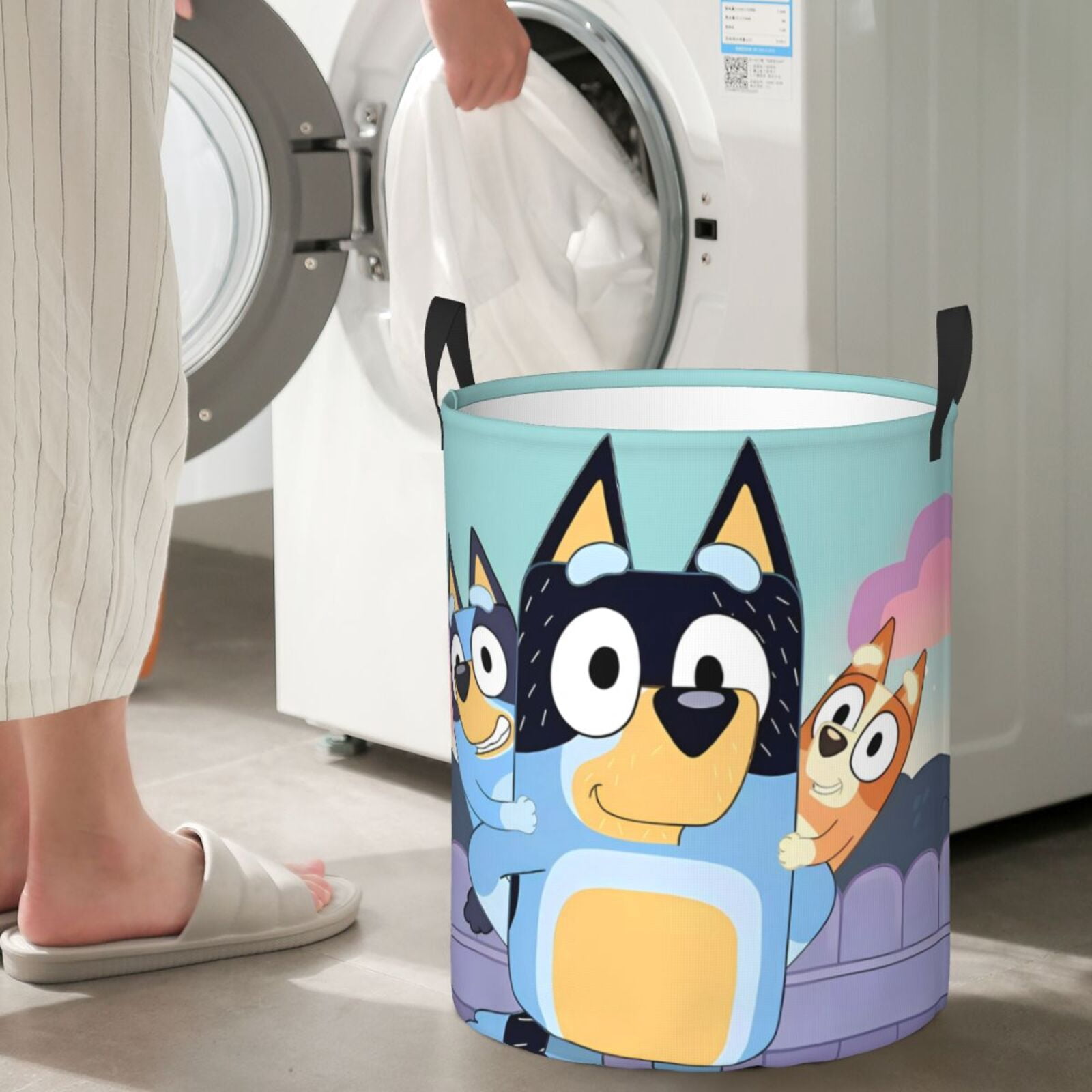 Netaao Bluey for Circular Hamper Modern Laundry Basket with Handles-Small