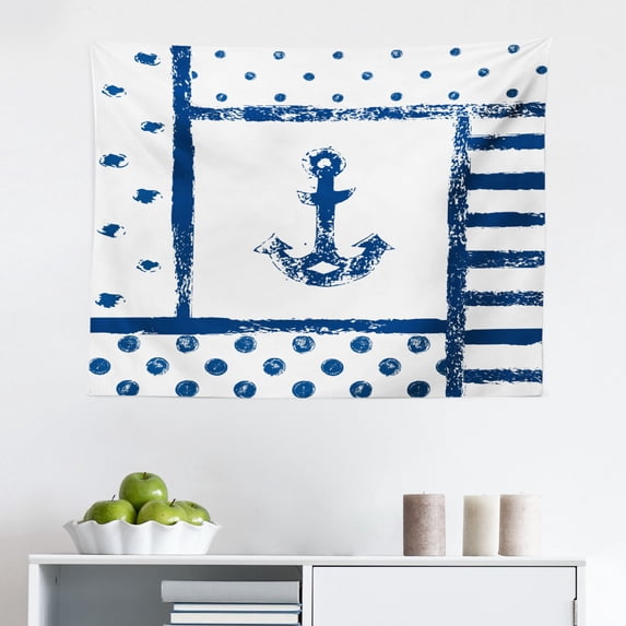 Anchor Tapestry, Starry Marine Bubbles on Abstract Blurry Scenery Marine Element Artprint, Fabric Wall Hanging Decor for Bedroom Living Room Dorm, 2 Sizes, Pink Blue, by Ambesonne