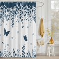 thumbnail image 3 of Shower Curtain Butterfly Leaf Shower Curtains for Bathroom Decor, Waterproof Polyester Shower Curtain Set with Hooks, Small Stall Size 36" x 72" Blue Plant Silhouette, 3 of 9