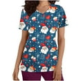 thumbnail image 2 of JINGWANGYHBD Fall Savings Womens Christmas Scrub Shirts Funny Print Nurse Uniform V-neck Short Sleeve Tops with2 Pockets Holiday Comfy Casual Uniforms, 2 of 5