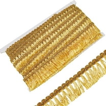 15Yds Gold Metallic Lace Trim Fringe Tassel Trims 1-1/4 inch(32mm) Wide Glitter Ribbon Fringe Sewing Trim for DIY Sewing Crafts Clothing Curtain Tablecloth Skirt
