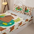 thumbnail image 3 of Homewish Brown Cartoon Capybara Zipper Full Size Comforter Sets with Fitted Sheet and 2 Pillowcases, Kid Girl Boy Zipper Bedding Set, Gray Reversible, 4-Piece, 3 of 6