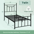 thumbnail image 3 of Costway Twin Size Metal Bed Frame with Headboard Under-bed Storage Mattress Foundation, 3 of 10
