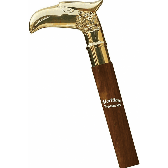 Vintage Brass Eagle Head Walking Stick – Handcrafted Wooden Cane with Brass Handle – Collectible & Functional Gift