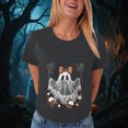 thumbnail image 4 of TOWED22 Fall Shirts for Women Halloween Bow Ghost Flower Graphic Tees Spooky Season Tops Cute Autumn Halloween T-Shirt(Grey,XL), 4 of 8