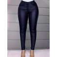 thumbnail image 2 of PU Leather Skinny Cropped High Waist Thermal Lined Pants, 2 of 4