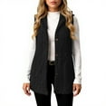 thumbnail image 5 of Womens Sherpa Vest with Hood 2025 Winter Button up Long Vest Jackets Warm Lightweight Outerwear Black M, 5 of 5
