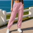thumbnail image 3 of Iyufng Women Cargo Jogger Sweatpants Elastic High Waist Ribbed Ankle Cuff Loose Casual Pants with Pockets, 3 of 7