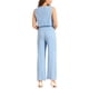 thumbnail image 3 of Conjunto de dos piezas casual de tank top sin mangas de lino con cuello en V y pantalones de pierna ancha para mujer, XL, azul claro, 3 of 6