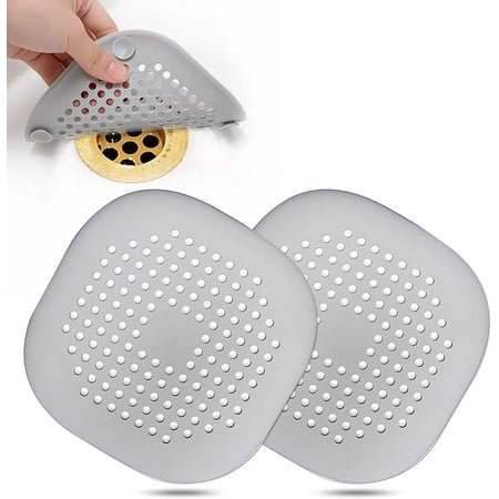 

Hair Drain Catcher Square Drain Cover for Shower Silicone Hair Stopper with Suction Cup Easy to Install Suit for Bathroom Bathtub Kitchen 2 Pack
