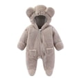 thumbnail image 2 of Kctiaxy Newborn Onesies Toddler Kids Stand Collar Hooded Cute Romper Warm Fleece Long Sleeve Zipper Jumpsuit Winter Baby Clothes 3-18 Months, 2 of 9