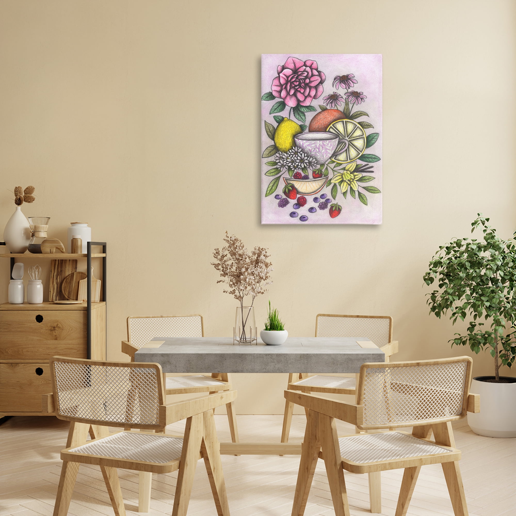 Rococo Tea with Fruits Canvas Wall Art, design by Cecilia Battaini