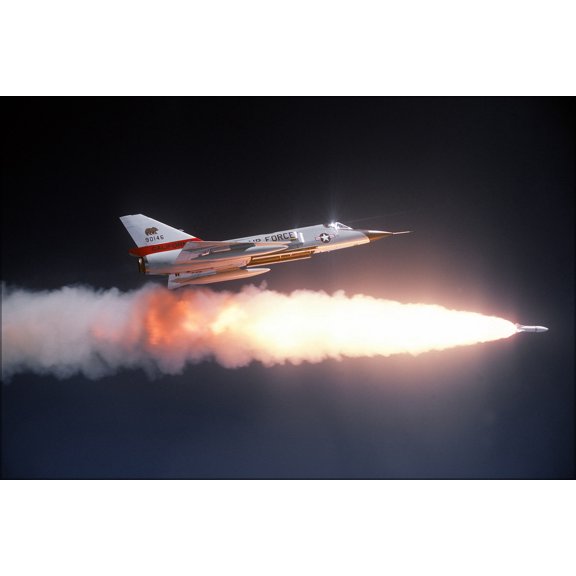 24"x36" Gallery Poster, Convair F-106A Delta Dart firing Genie missile