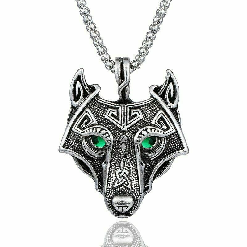 New Norse Viking Wolf Dog Celtic Amulet Rune Necklace Leather Cord Gift Bag 