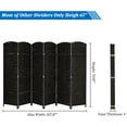thumbnail image 5 of PetFurnishn 6-Panels Tall Rattan Room Divider, 6 FT Folding Privacy Screen, Indoor Partition Wall Dividers, Freestanding Hinged Space Separator (Black), 5 of 8