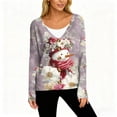 thumbnail image 4 of Women's Fashion Long Sleeve Christmas Snowman Snowflake Print Jacket Cardigan for Holiday Party and Casual Daily Wear,Light Purple,XL, 4 of 6