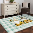 thumbnail image 4 of Yellow Sunflower Area Rug 4'x6', Gnomes Teal Checkered Farmhouse Art Washable Non-Slip Rugs, Low Pile Large Carpet for Living Room Bedroom Dining Room Kitchen Office Indoor Mat, 4 of 9