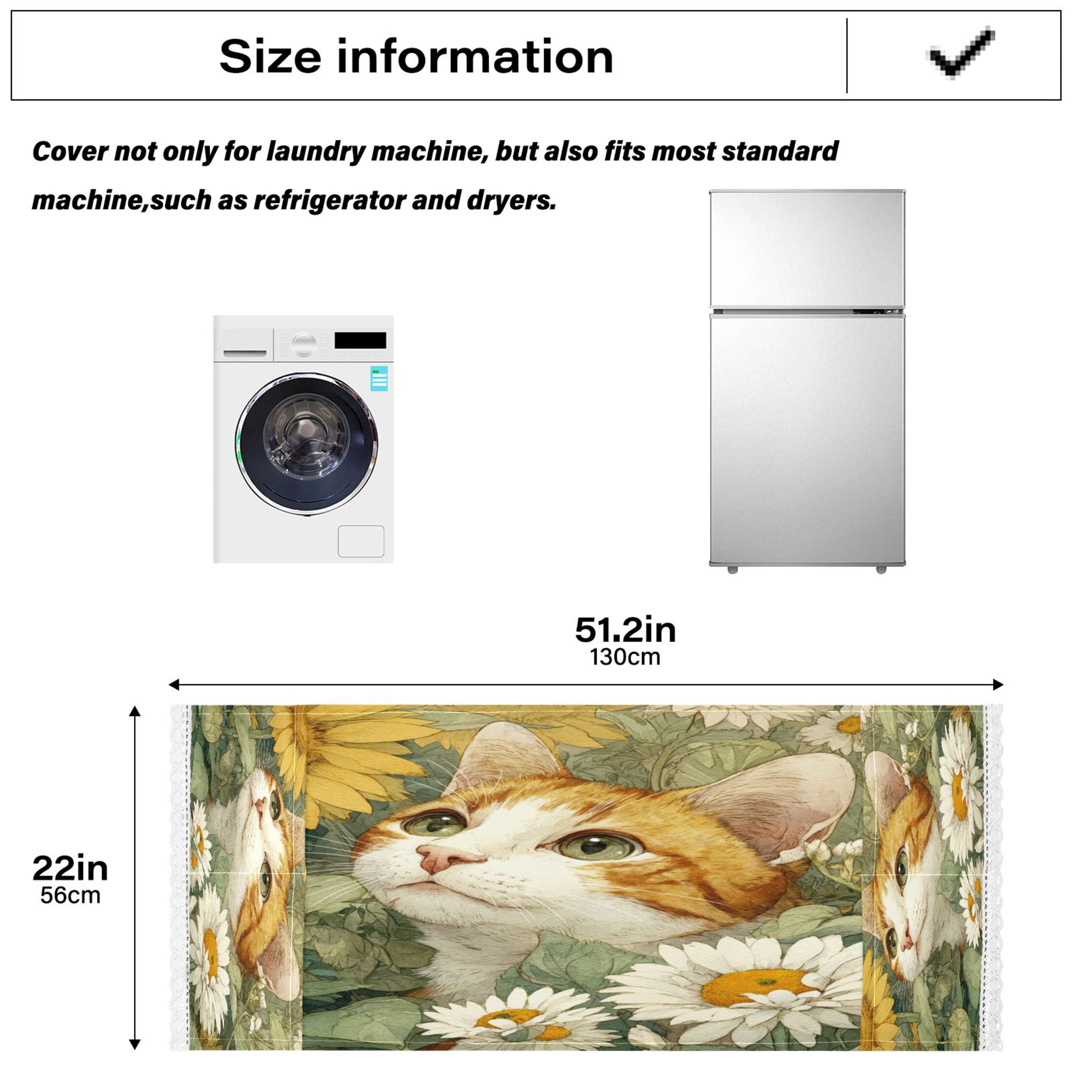 Wobogo Cute Orange Cat Washing Machine Cover Dustproof Washer Dryer Cover Waterproof Laundry Room Decorative Protector