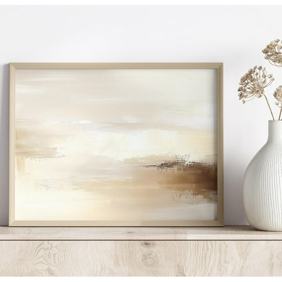 Minimalist Beige Abstract Wall Art, Neutral Art, Tranquil Modern Decor, Horizontal Statement Piece, UNFRAMED Poster, Wall Art for Decor, Present, 8x12