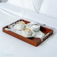 thumbnail image 3 of Home Redefined Acacia Wood Serving Tray with Silver Stainless Steel Metal Handles, 17.5x12, 3 of 7