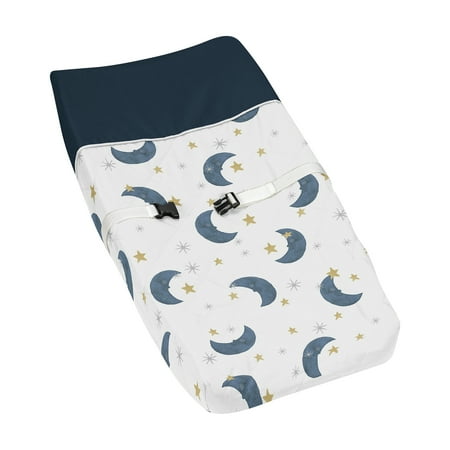 UPC: 0846480077275 | Moon and Star Blue Gold Changing Pad Cover by Sweet Jojo Designs