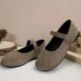 thumbnail image 5 of Dakaela Women's Mary Jane Flats Shoes Comfortable Round Toe Suede Slip on Ballet Loafers with Buckle Strap, 5 of 7