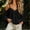 Black, variant on Womens Cold Shoulder Blouse V Neck Puff Sleeve Spaghetti Strap Loose Fit Flowy Shirt Casual Summer Vacation Beach Everyday Wear Date Blusa Mujer