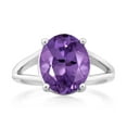 thumbnail image 3 of Gem Stone King 925 Sterling Silver Purple Amethyst Ring for Women | 4.60 Cttw | Gemstone February Birthstone | Oval 12X10MM | Available in Size 5,6,7,8,9, 3 of 5