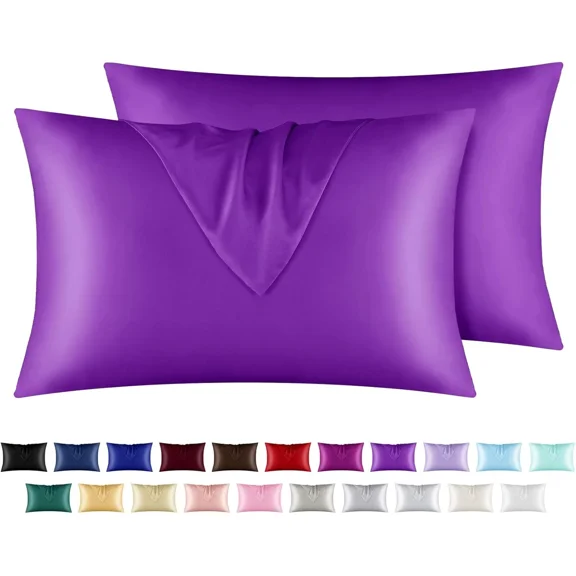 Satin Pillowcase For Hair And Skin, Silk Pillowcase2 Pack Standard Size With Env