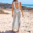thumbnail image 4 of MKLEKYY Tankini Maillots de Bain pour Femmes Robe Longue d'Été Plage Aguichant Col Rond Dos Nu Sans Manches Robe Smockée Fendue, 4 of 8
