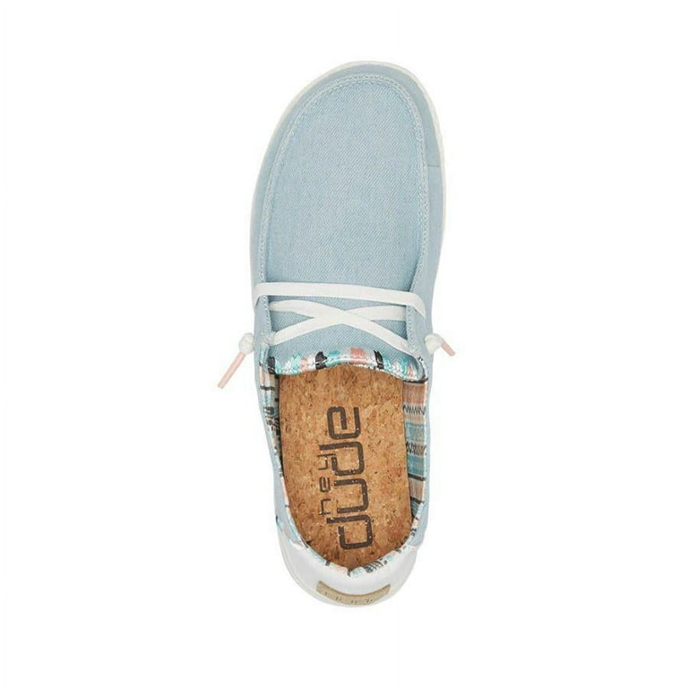 Hey Dude Women's Wendy Boho Shoes, Light Denim, Flex & Fold, Wide