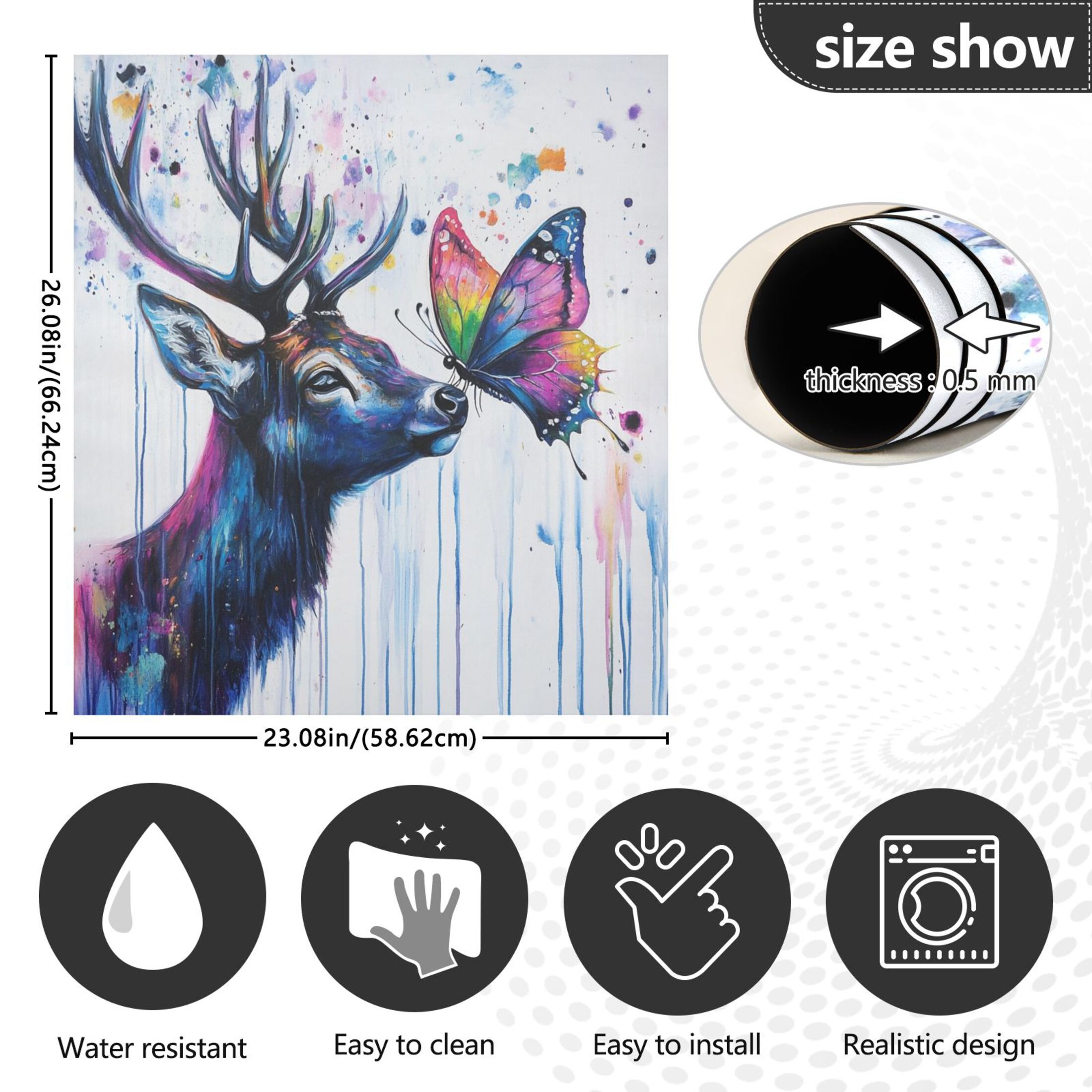 Dishwasher Magnetic Sticker 23x26 Inch Refrigerator Magnetic Sticker Washing Machine Magnetic Sticker Kitchen Panel Magnetic Sticker Home Decor Kiss The Butterfly Deer