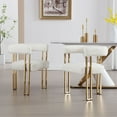 thumbnail image 6 of Dayalane Modern Dining Chairs Set of 2, Sherpa Upholstered Barrel Accent Chairs with Gold Metal Legs for Dining Room, Living Room, Restaurant, Home Bar, Bistro,White, 6 of 7